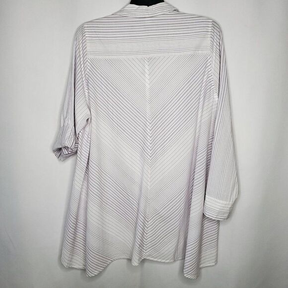 NEW Lane Bryant Button Down Shirt Sz 18 20 White Purple Stripe Long Sleeve - Picture 5 of 6